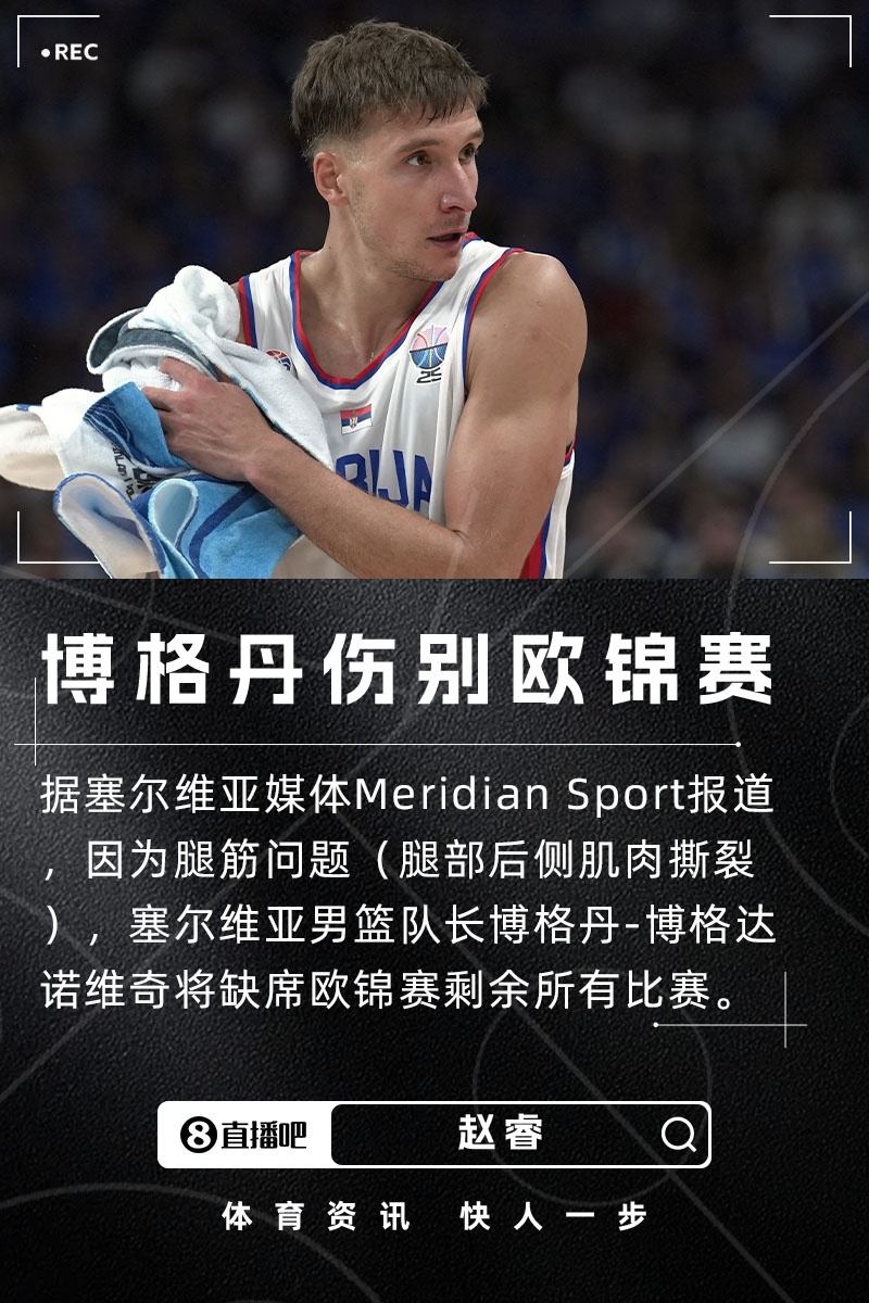塞爾維亞大損失！塞媒：隊長博格丹因腿筋傷勢缺席歐錦賽剩余比賽