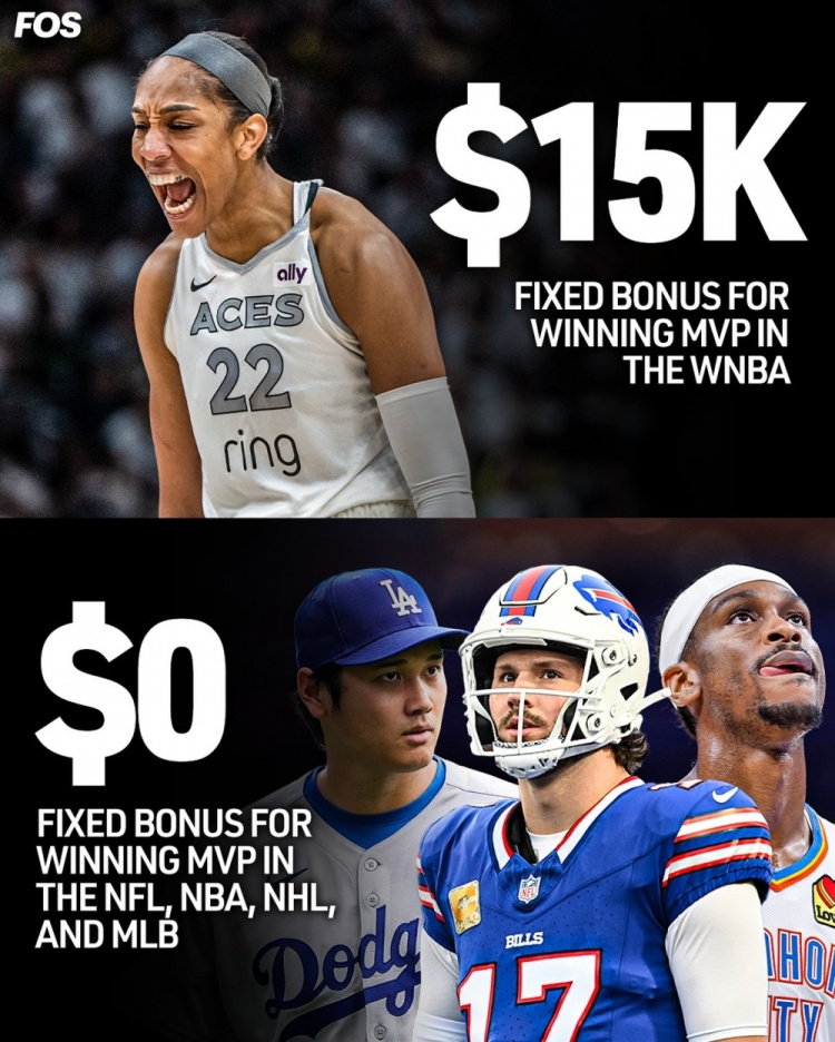 WNBA拿到MVP獎金1.5萬美金！而北美四大聯(lián)盟都無聯(lián)盟獎金