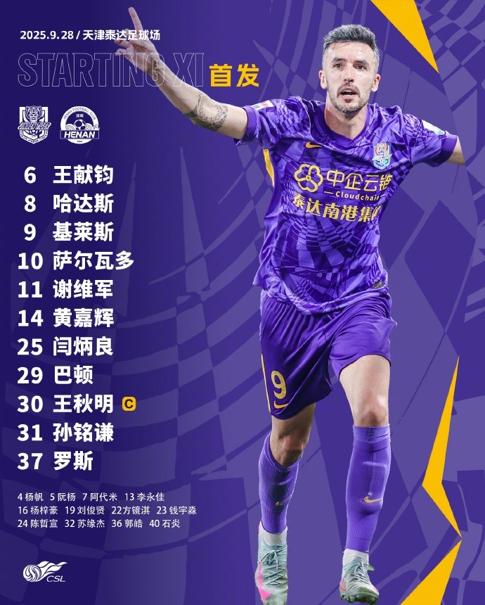 天津津門虎今日首發(fā)！