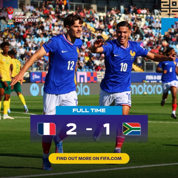 世青賽：法國U20以2-1勝南非U20取開門紅，貝爾蒙特、米沙爾破門